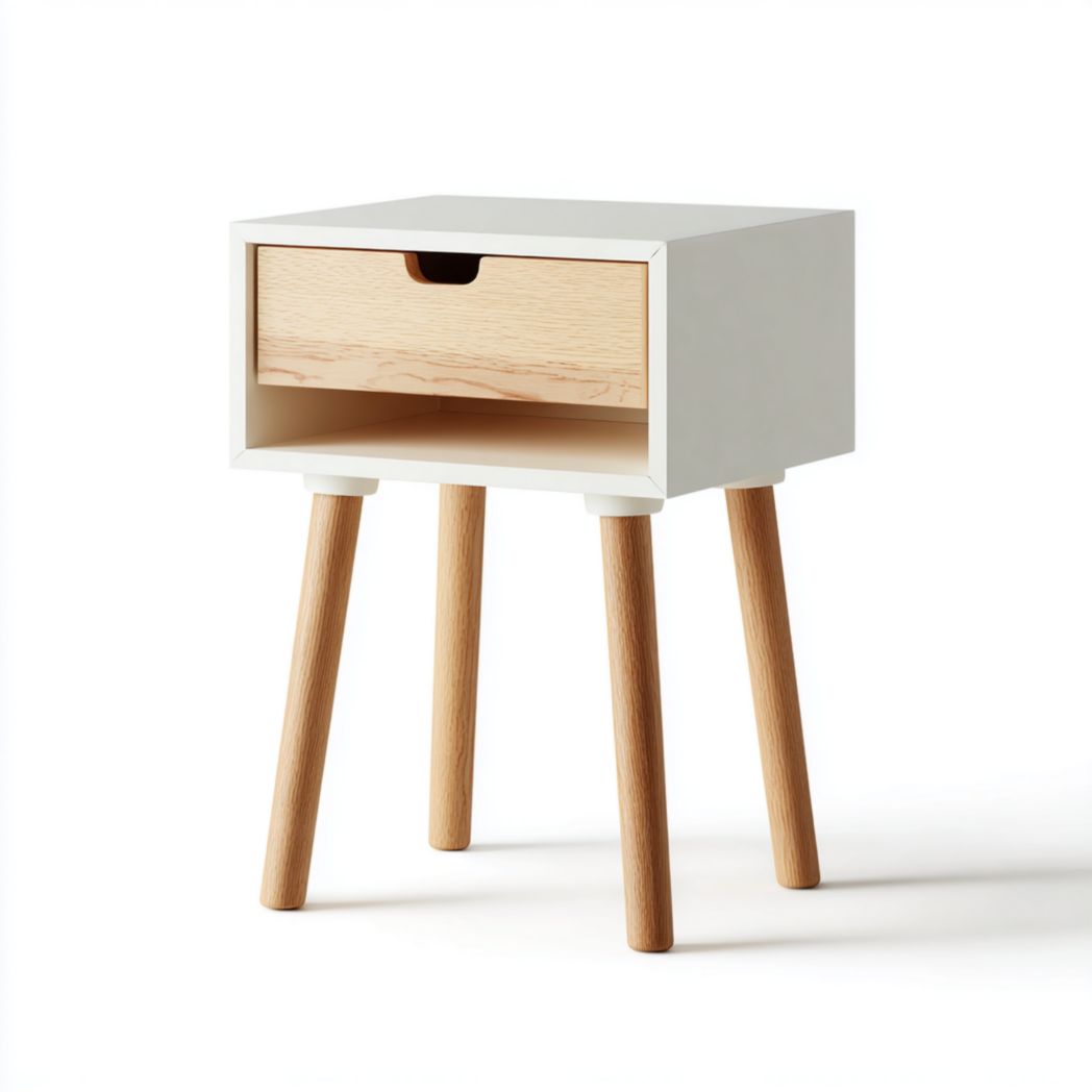 Stolik nocny z drewna i płyty MDF, idealny do sypialni - 45 x 40 x 55