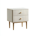 Stolik nocny z drewna MDF do sypialni z dwoma szufladami - 40 x 30 x 50