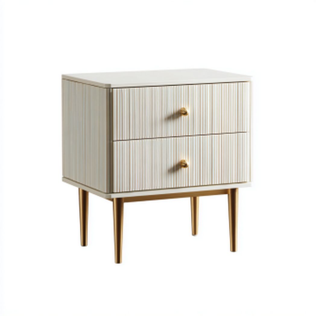Stolik nocny z drewna MDF do sypialni z dwoma szufladami - 40 x 30 x 50